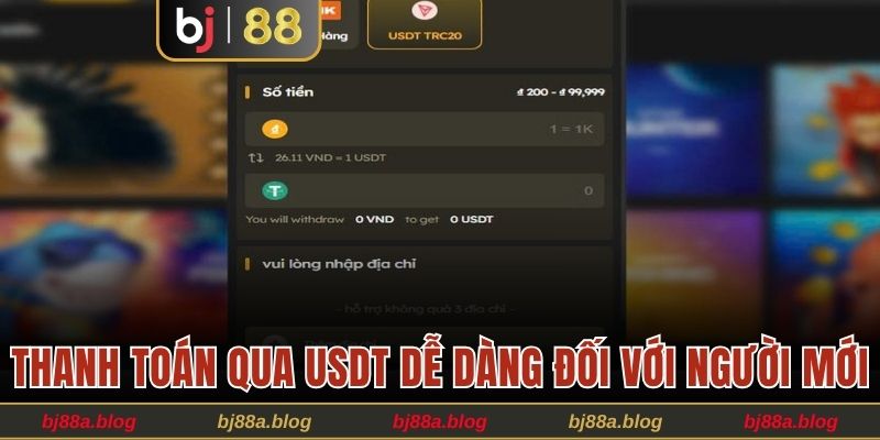 Thanh toán qua USDT dễ dàng đối với người mới