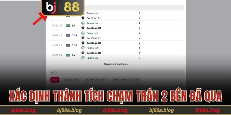 Xác định thành tích chạm trán 2 bên đã qua